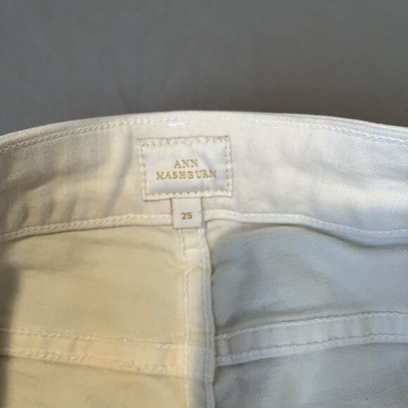 ANN MASHBURN Straight Cropped Jean Cream Stretch Denim Size 25 Inseam 25.5" - Picture 10 of 11